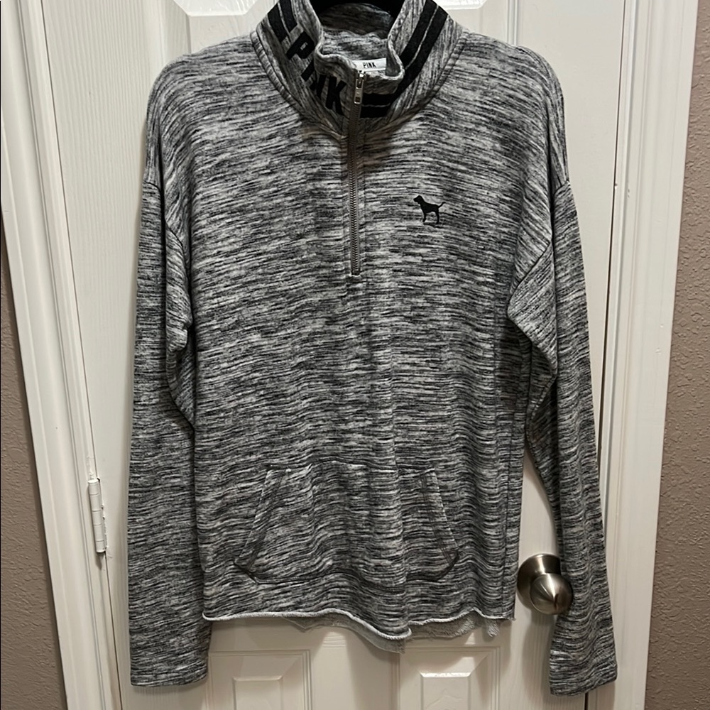 PINK Victoria's Secret Gray Zip Up Sweater with High Collar